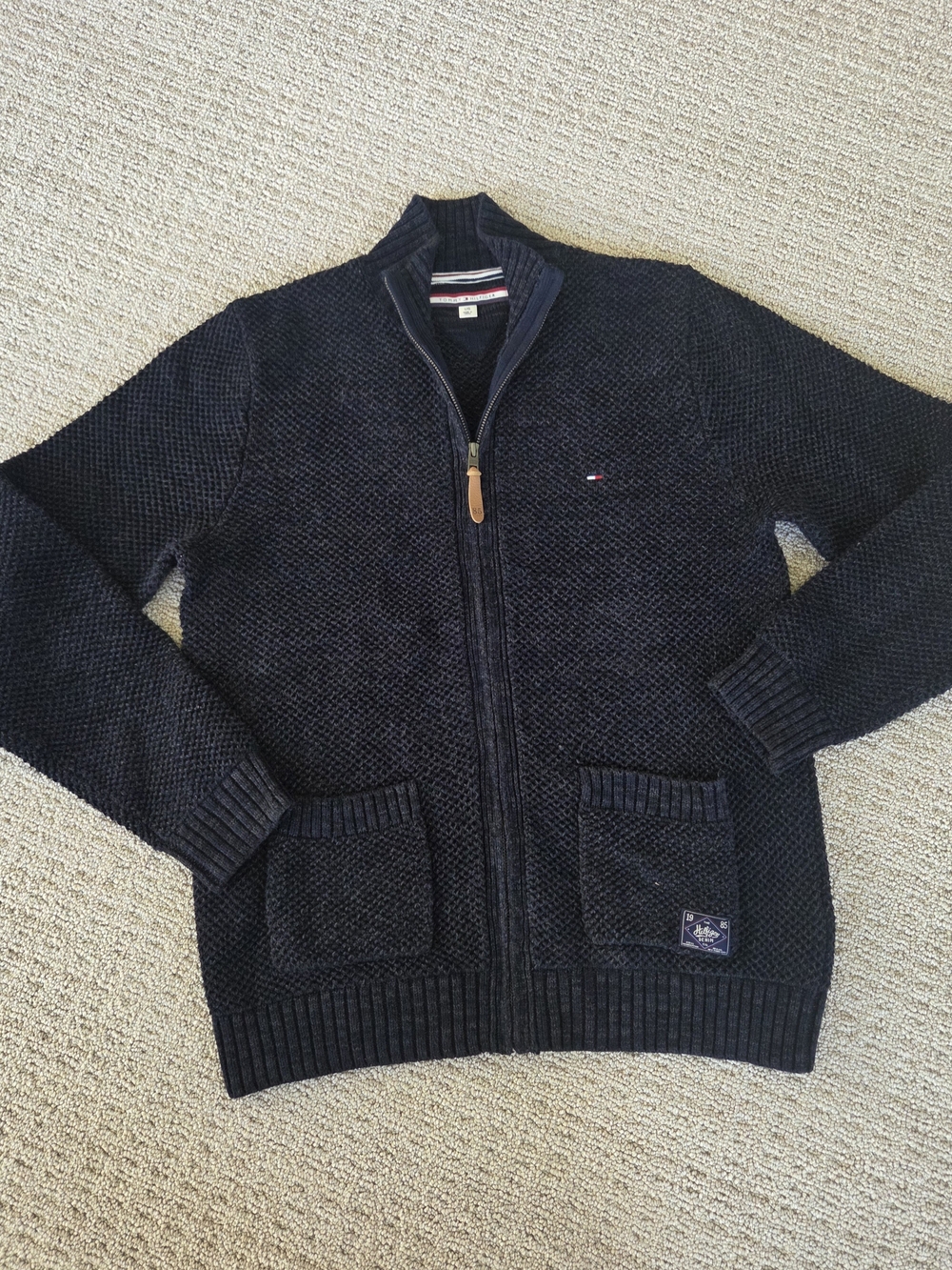 Tommy Hilfiger Men's Navy Full-Zip Knit Sweater